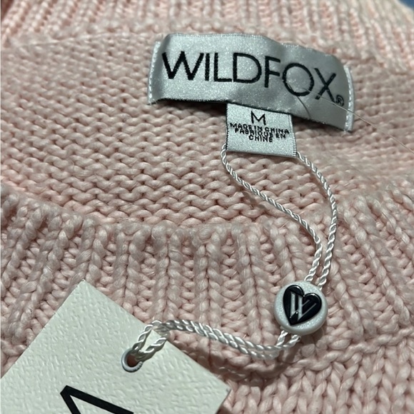 Wildfox NWT First Kiss Luna Knit Pink Red Lips Distressed Hem Cuffs Sweater M - Picture 4 of 14